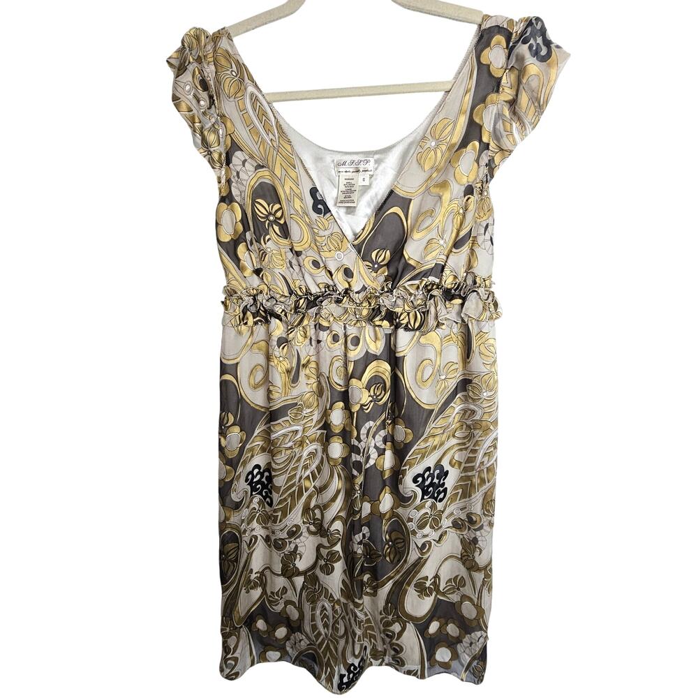Max Studio Specialty Products Womens Floral Y2K Silk Babydoll Mini Dress Size S